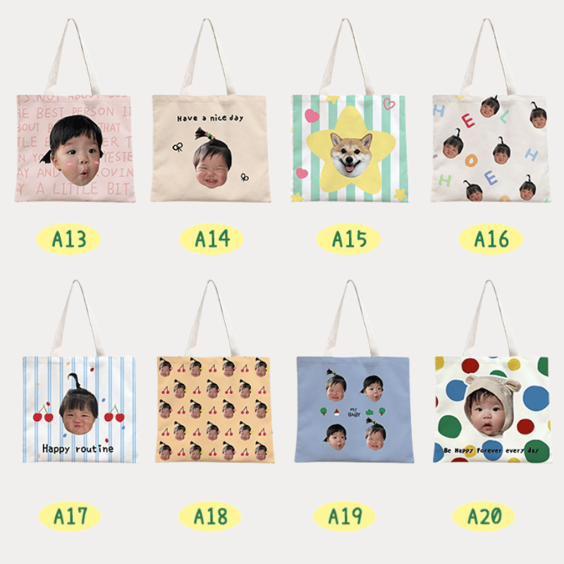 Customized baby photo canvas bag