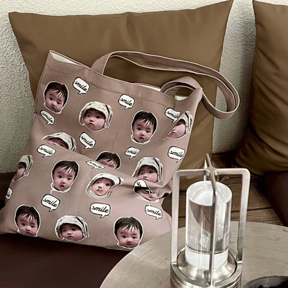 Customized baby photo canvas bag