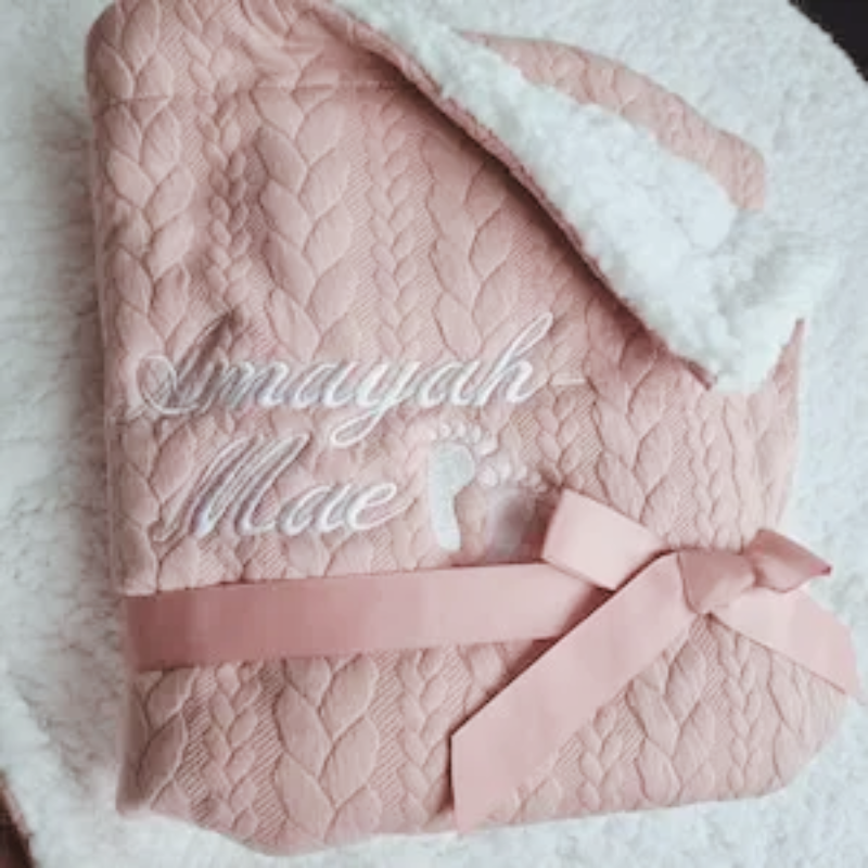 Personalized Embroidered  Winter Baby Swaddle Blanket