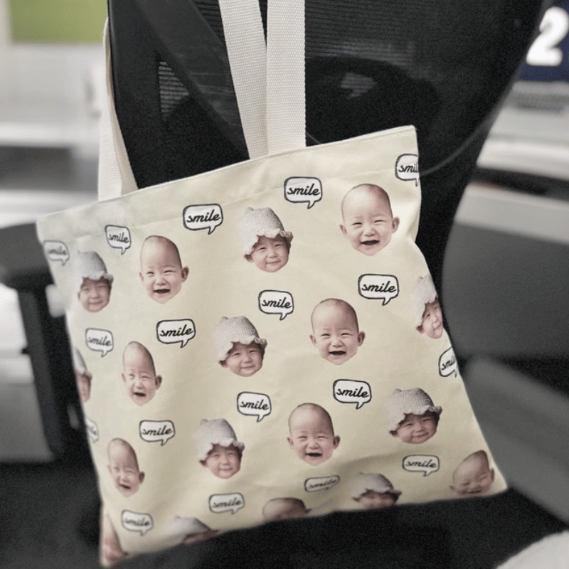 Customized baby photo canvas bag