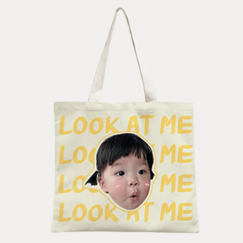 Customized baby photo canvas bag