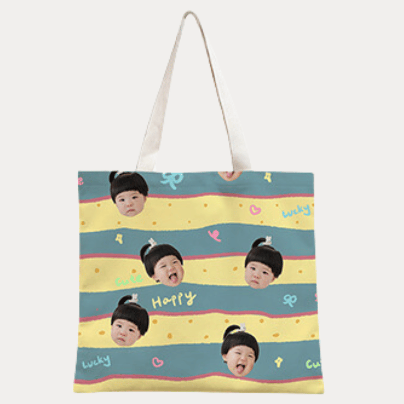 Customized baby photo canvas bag