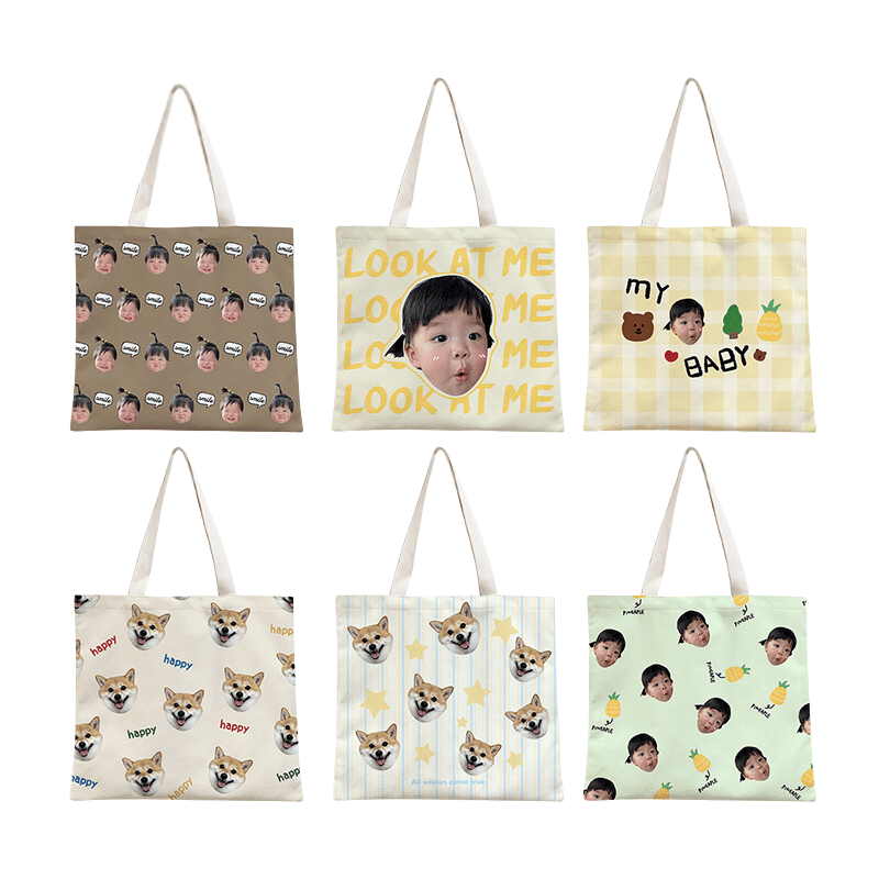 Customized baby photo canvas bag