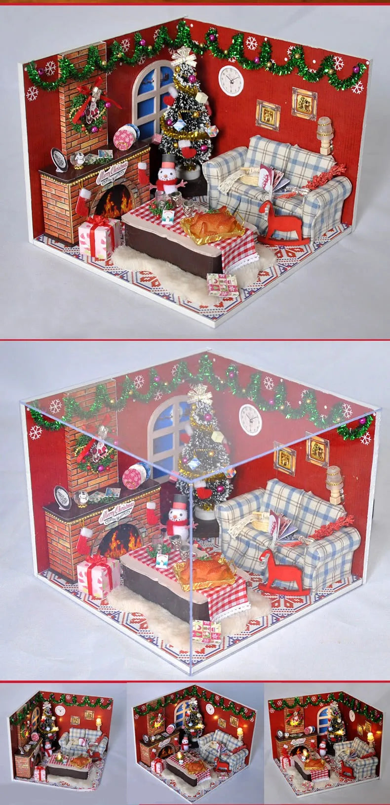 DIY Wooden Christmas Cottage Music Doll Houses