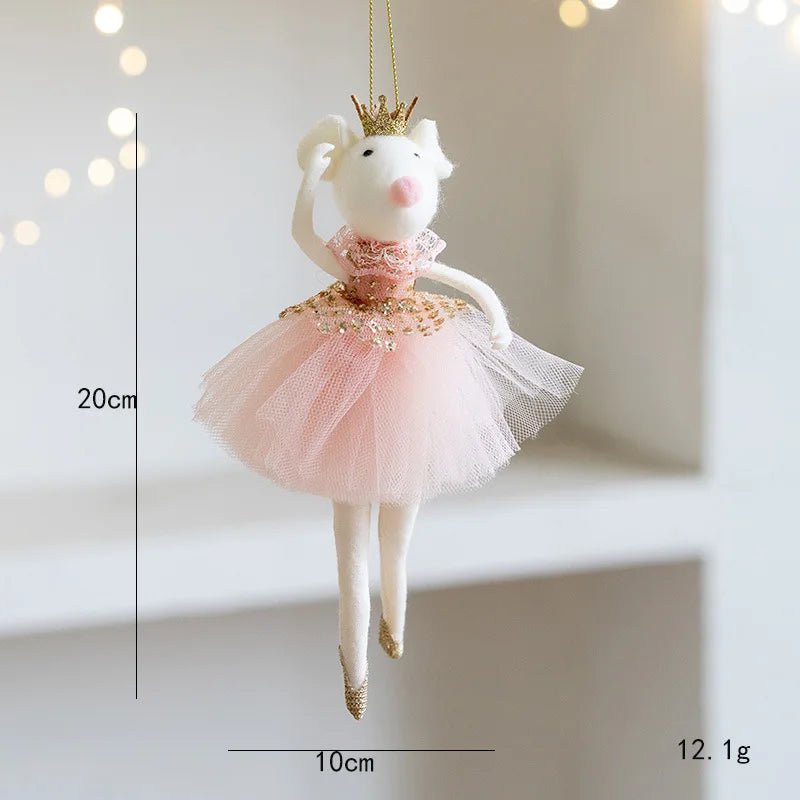 Cute pink ballet mouse New Year and Christmas pendant decoration