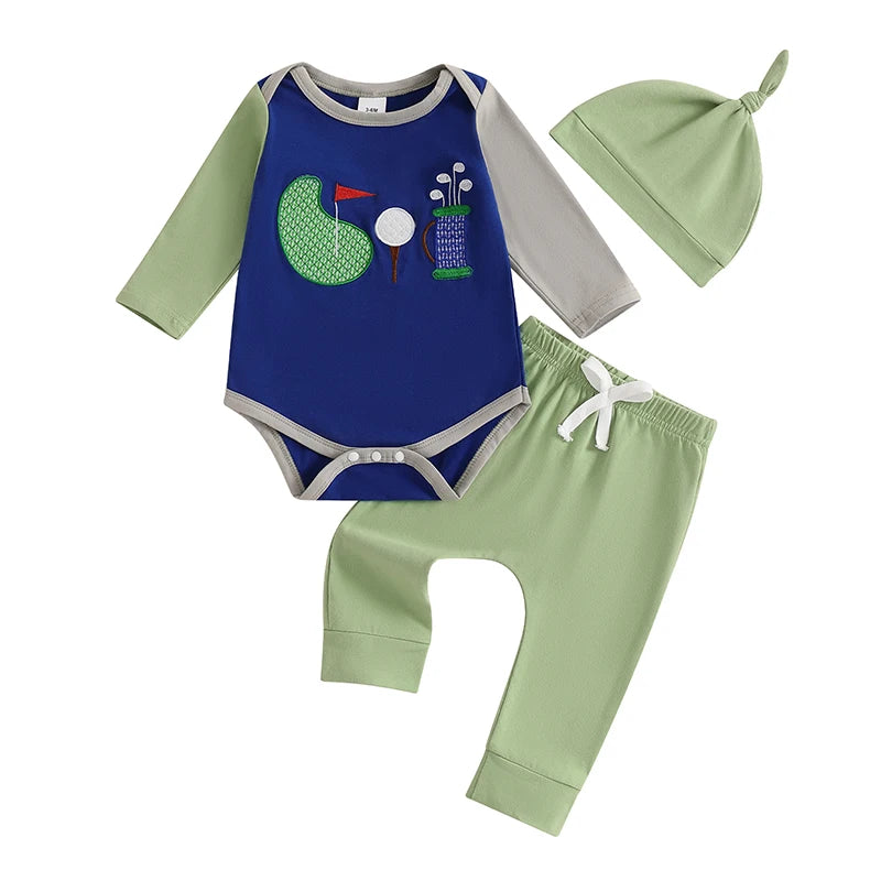 New Born Infant Golf Outfit Golf Hat Set