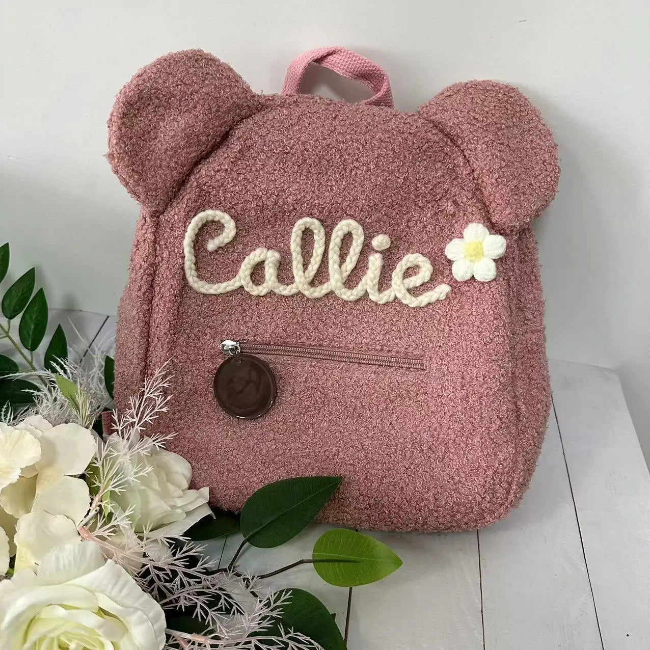 Personalized Hand-Embroidered Teddy Bear Backpack