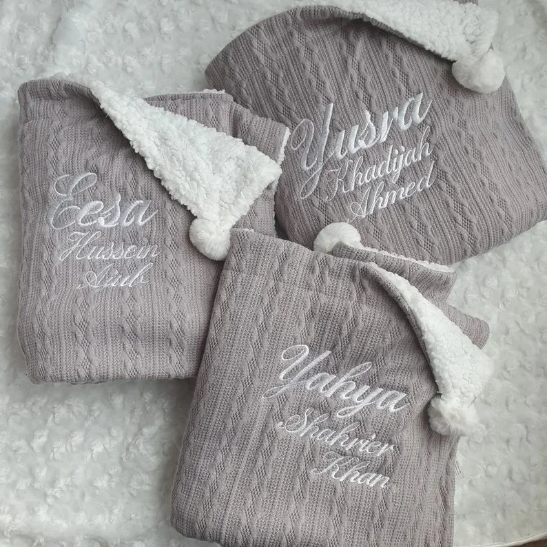 Personalized Embroidered  Winter Baby Swaddle Blanket