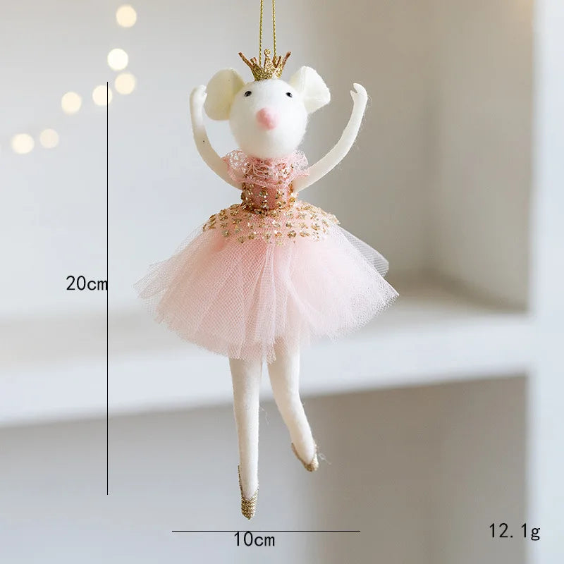 Cute pink ballet mouse New Year and Christmas pendant decoration