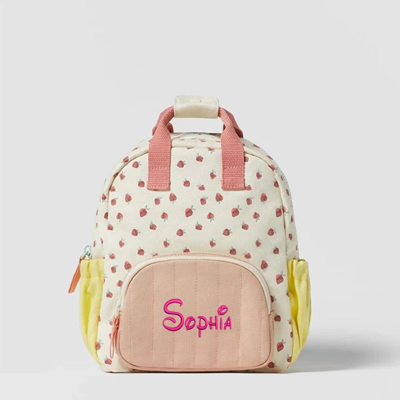 Custom Embroidery Name Strawberry Kindergarten Schoolbag