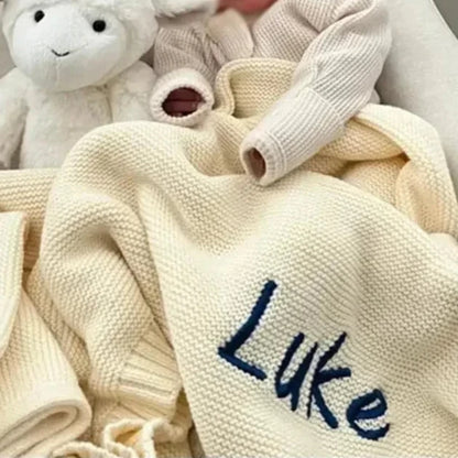 Personalized Embroidered Soft Cotton Knitted Baby Blanket