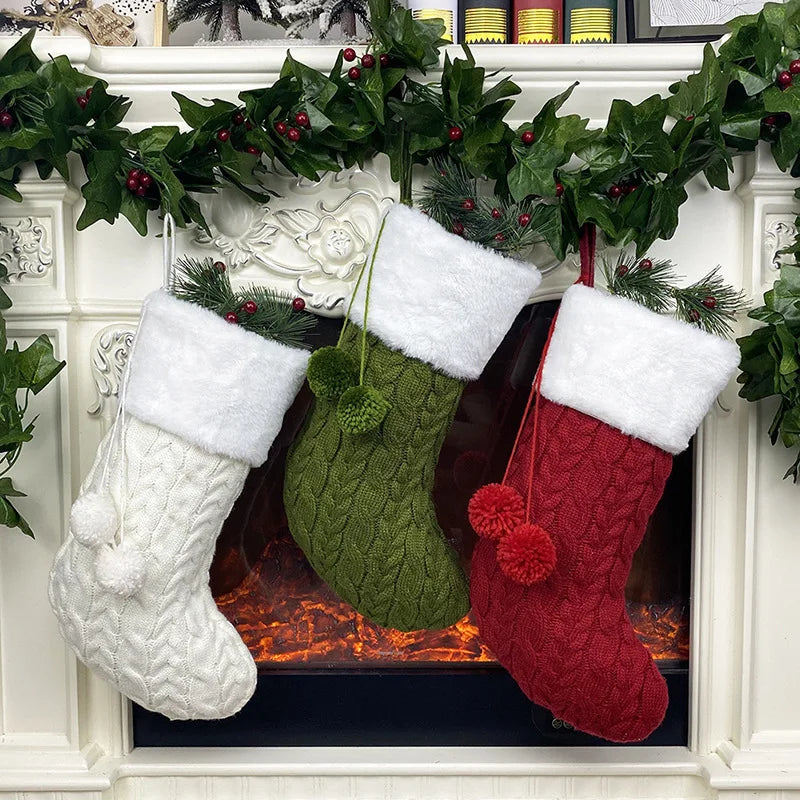 Personalized knitted wool Christmas socks