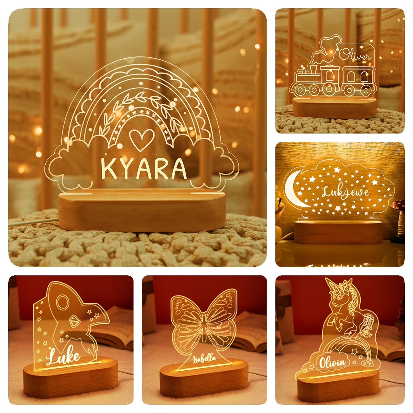 Personalized Children Name USB Nursery Night Light